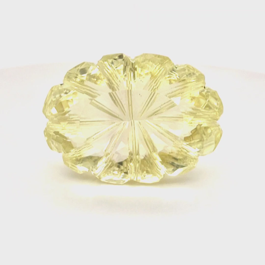 Natural Lemon Quartz Carved  | Oval  | Size: 36x26mm