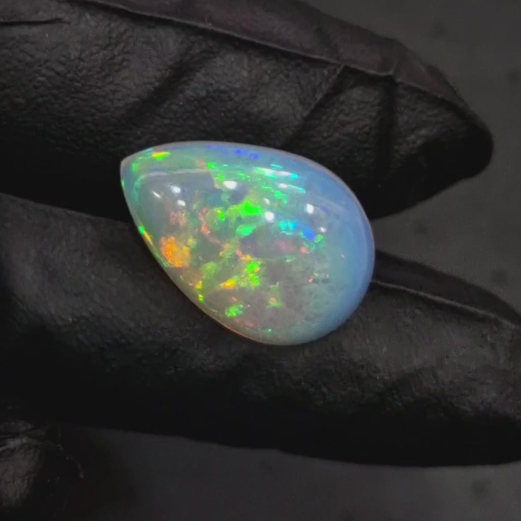 12.8Cts Natural Ethiopian Opal Cabochon | Pear | 23x16mm | Untreated