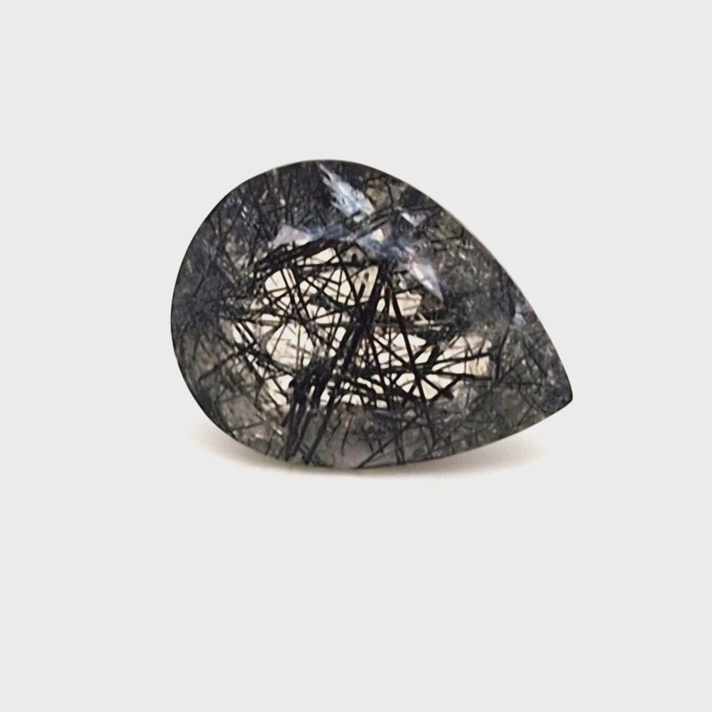 Natural Black Rutile Faceted  | Pear  | Size: 20x15mm