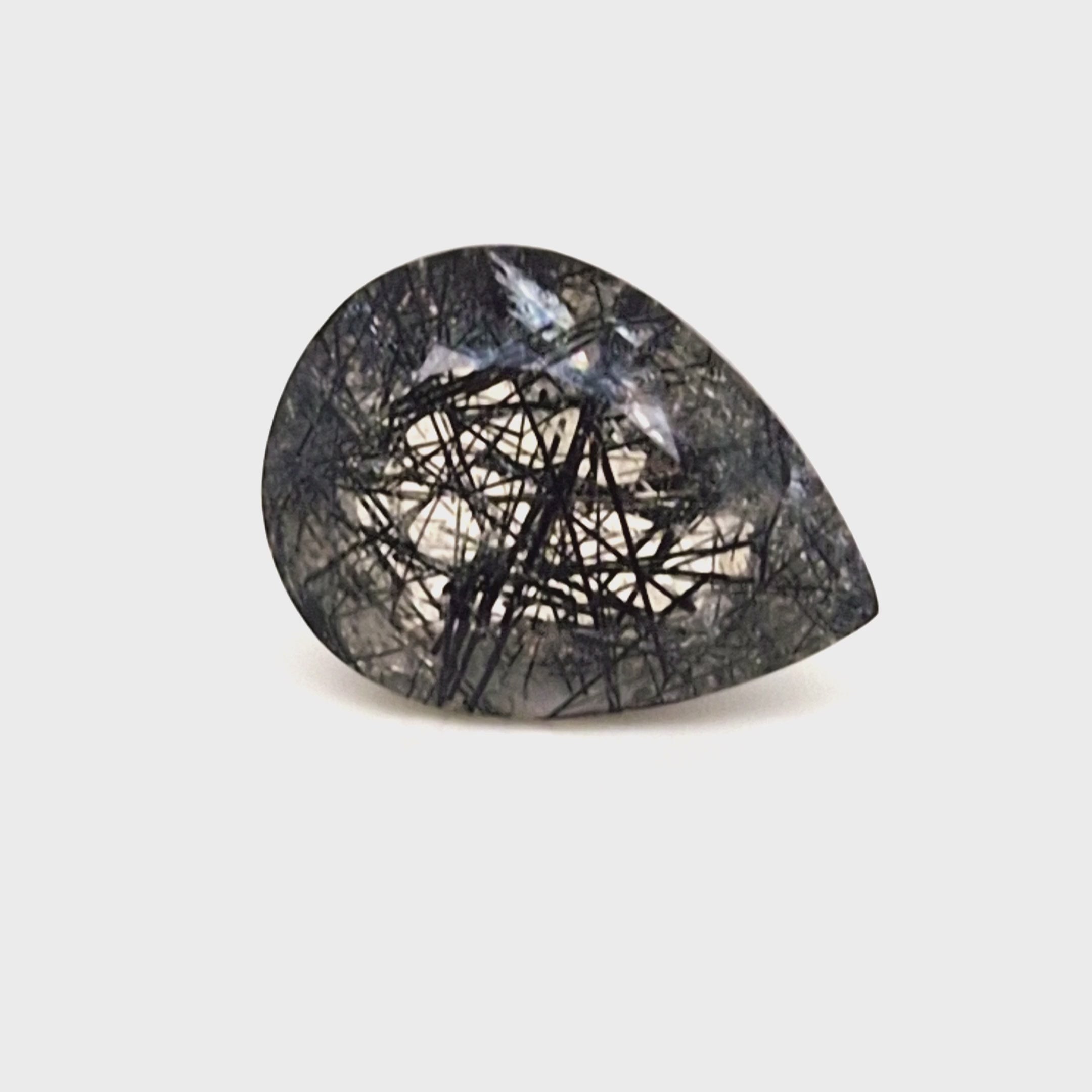 Natural Black Rutile Faceted  | Pear  | Size: 20x15mm