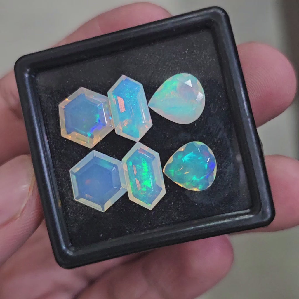 6 Pcs Natural Ethiopian Opal Faceted | Fancy  | 10-13mm| With Box