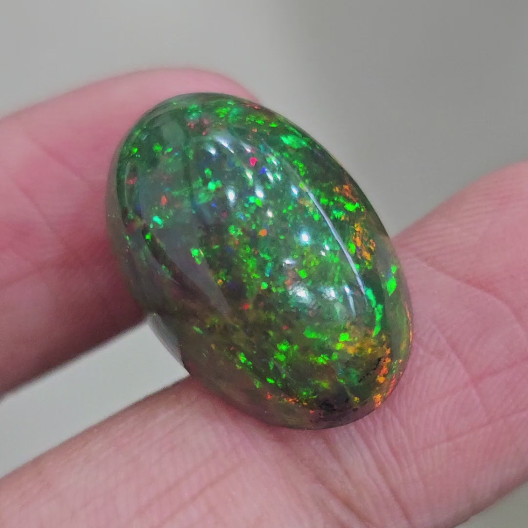 16.5Cts Natural Ethiopian Black Opal Cabochon | Oval | 23x15mm | Smoked