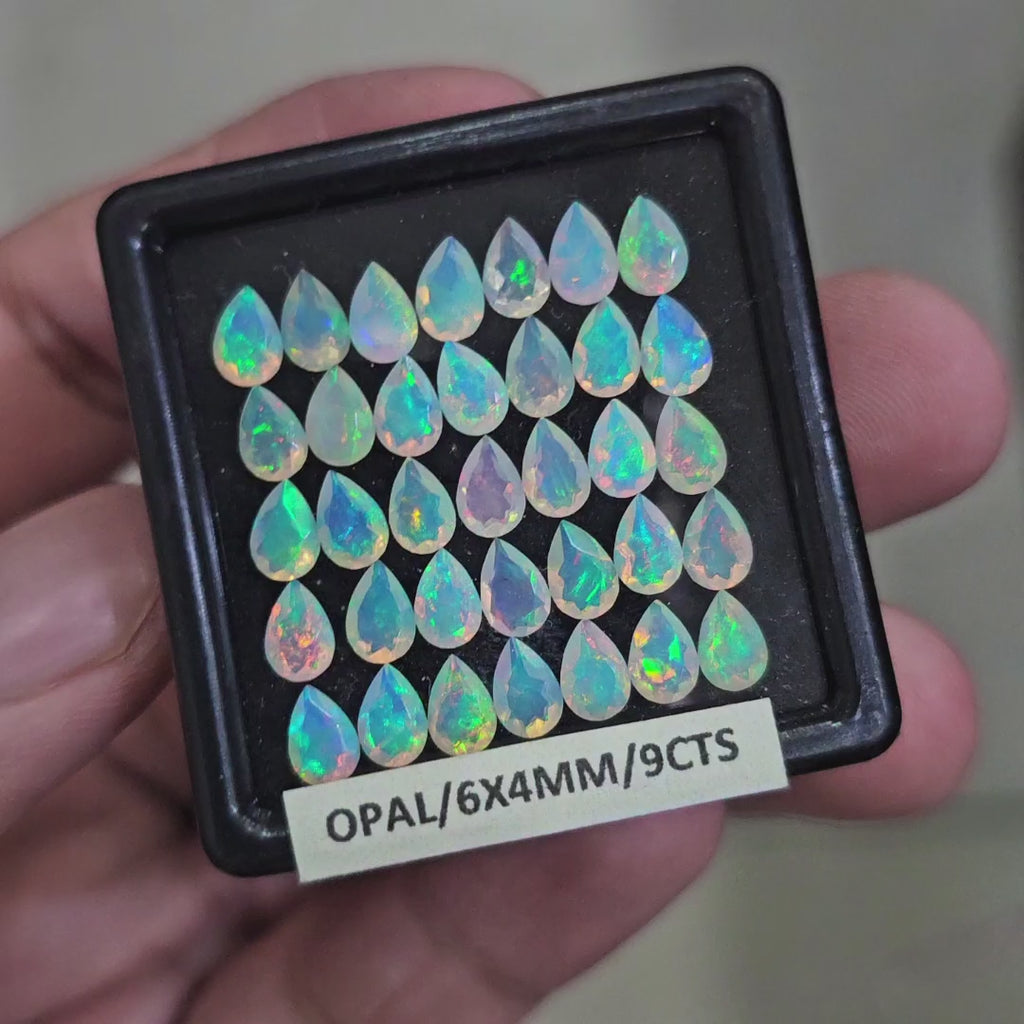 35 Pcs Natural Ethiopian Opal Faceted | Pear | 6x4mm| With Box