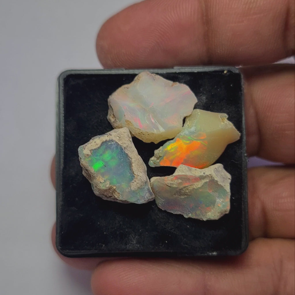 4 Pcs Natural Ethiopian  Opal Rough | Size: 16-19mm
